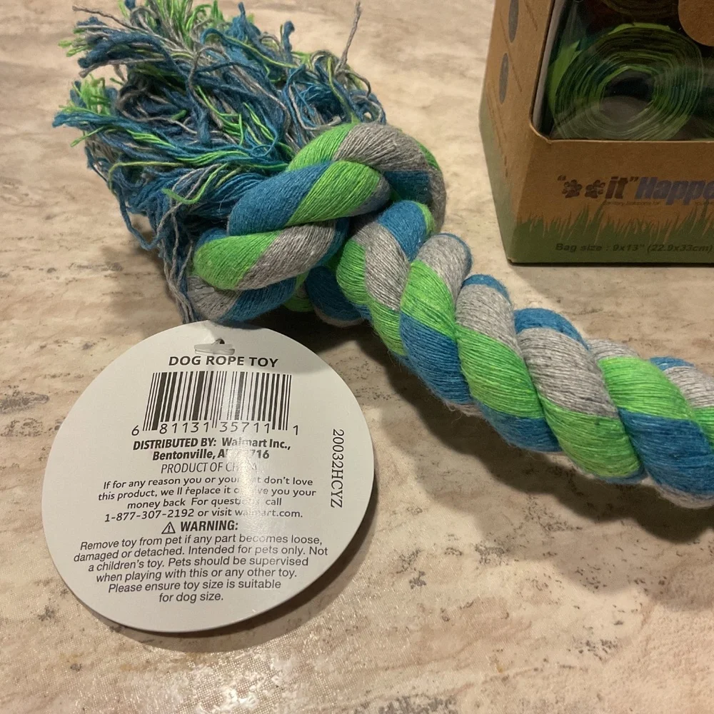 Dog Rope Toy and Poop Bags